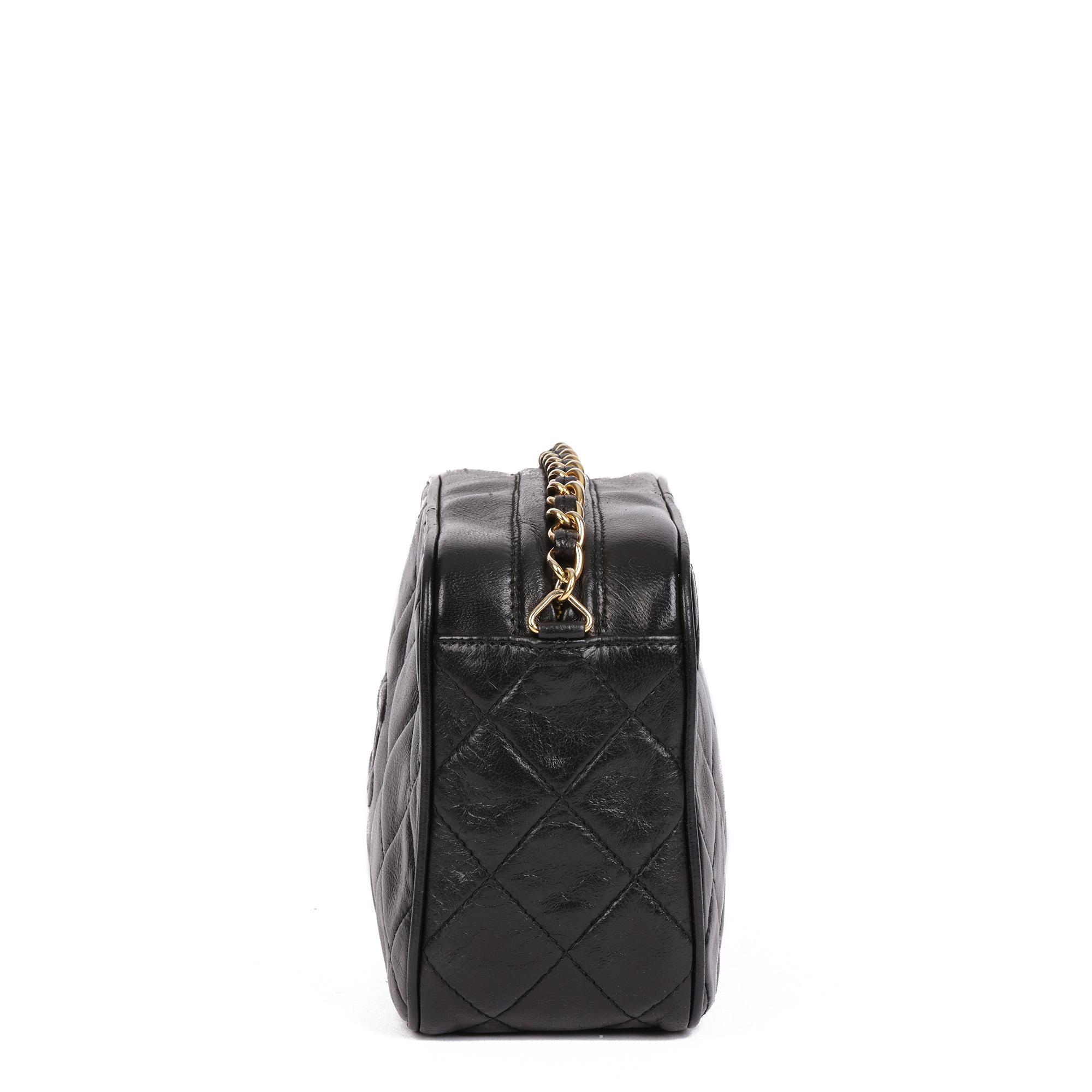 Women's CHANEL Black Quilted Lambskin Vintage Mini Fringe Timeless Camera Bag
