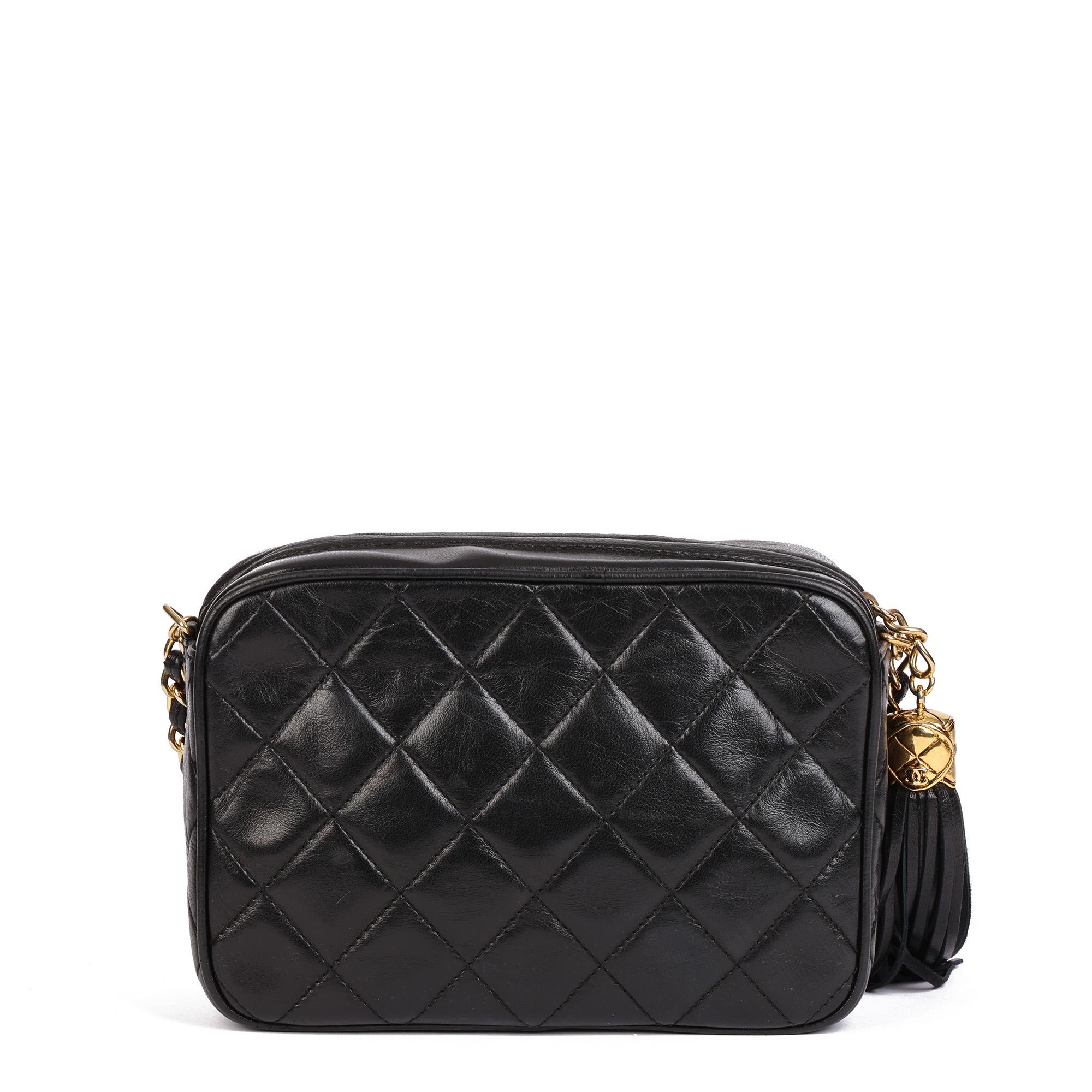 CHANEL Black Quilted Lambskin Vintage Mini Fringe Timeless Camera Bag 1