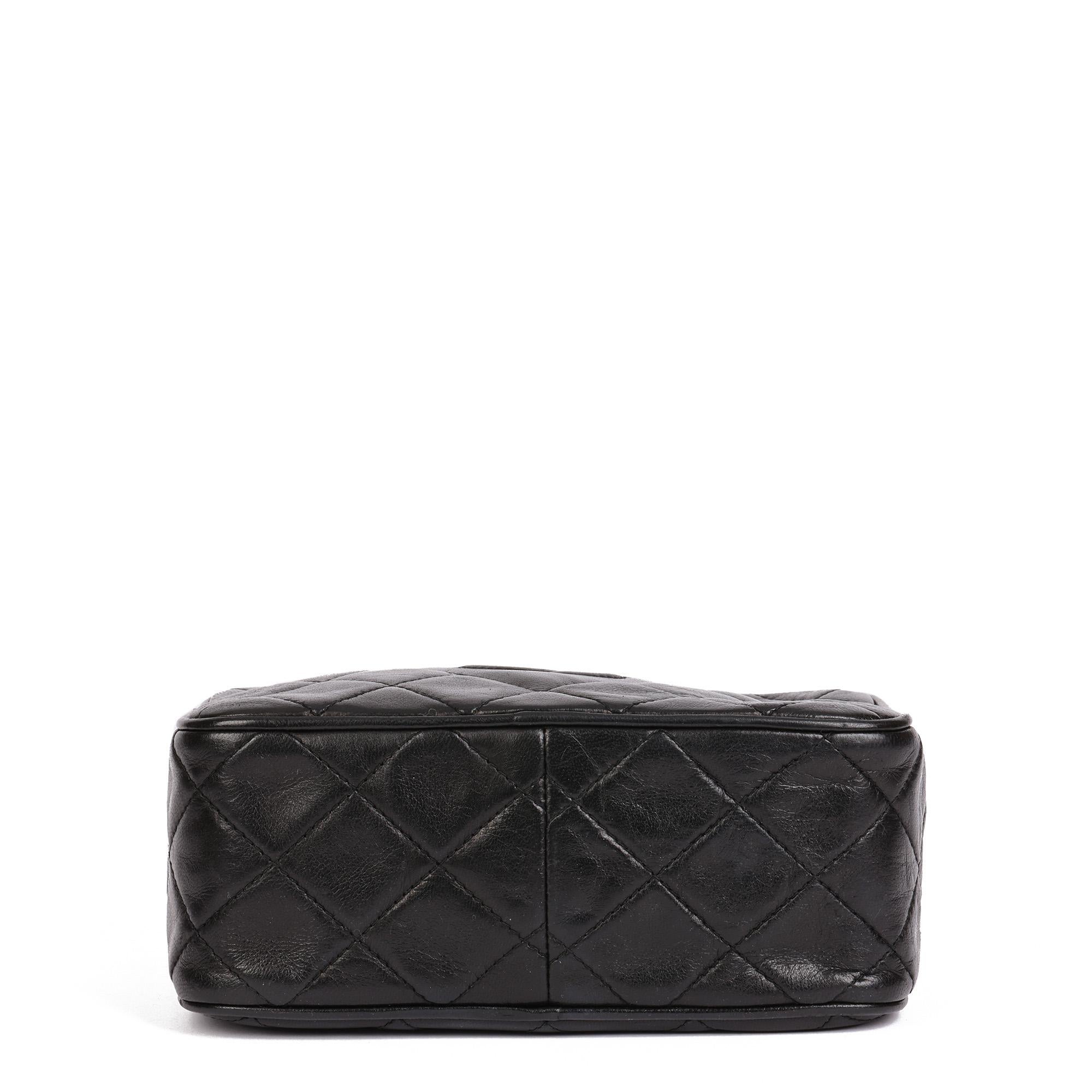 CHANEL Black Quilted Lambskin Vintage Mini Fringe Timeless Camera Bag 2