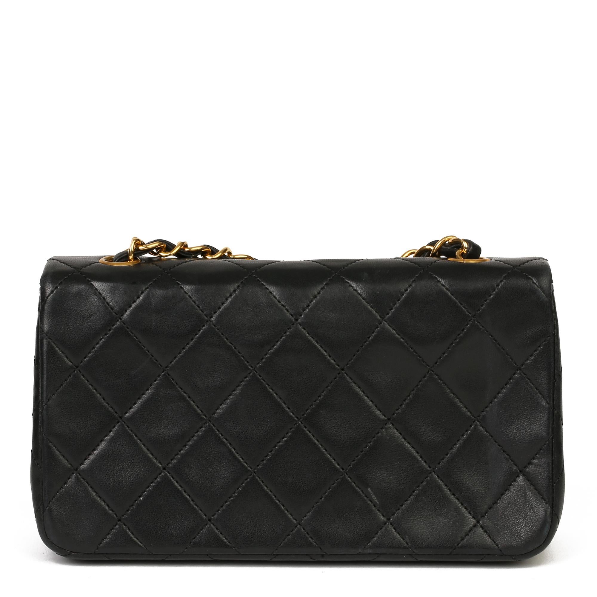 Women's Chanel Black Quilted Lambskin Vintage Mini Full Flap Bag 