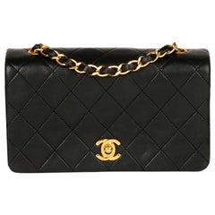 Chanel Black Quilted Lambskin Vintage Mini Full Flap Bag 