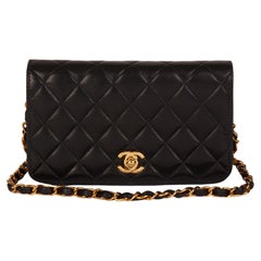 CHANEL Black Quilted Lambskin Vintage Mini Full Flap Bag