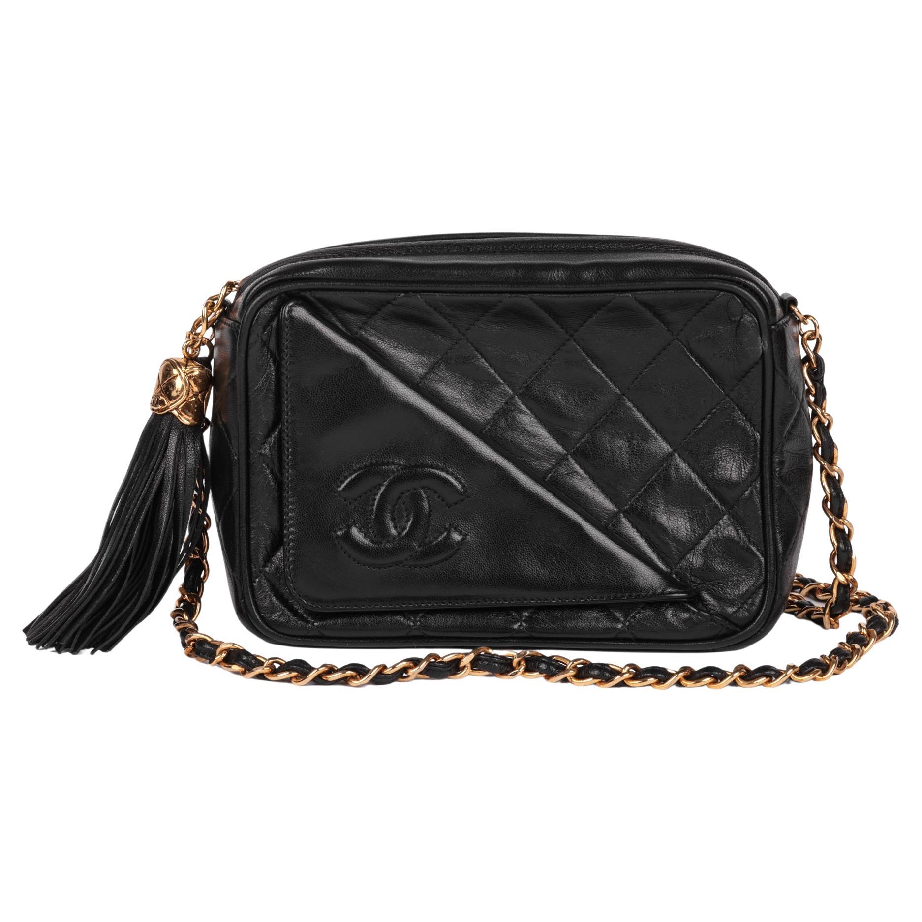 1990s Chanel Black Quilted Lambskin Vintage Small Classic Single Flap Bag  at 1stDibs
