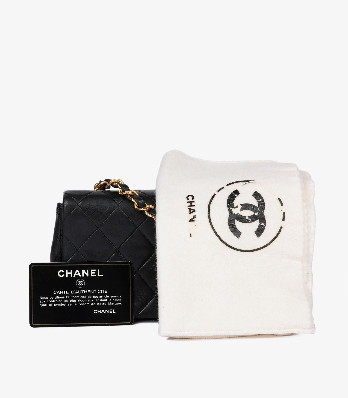 Chanel Black Quilted Lambskin Vintage Rectangular Mini Full Flap Bag For Sale 7