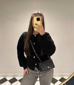Chanel Schwarzes gestepptes Lammfell Vintage Rectangular Mini Full Flap Bag