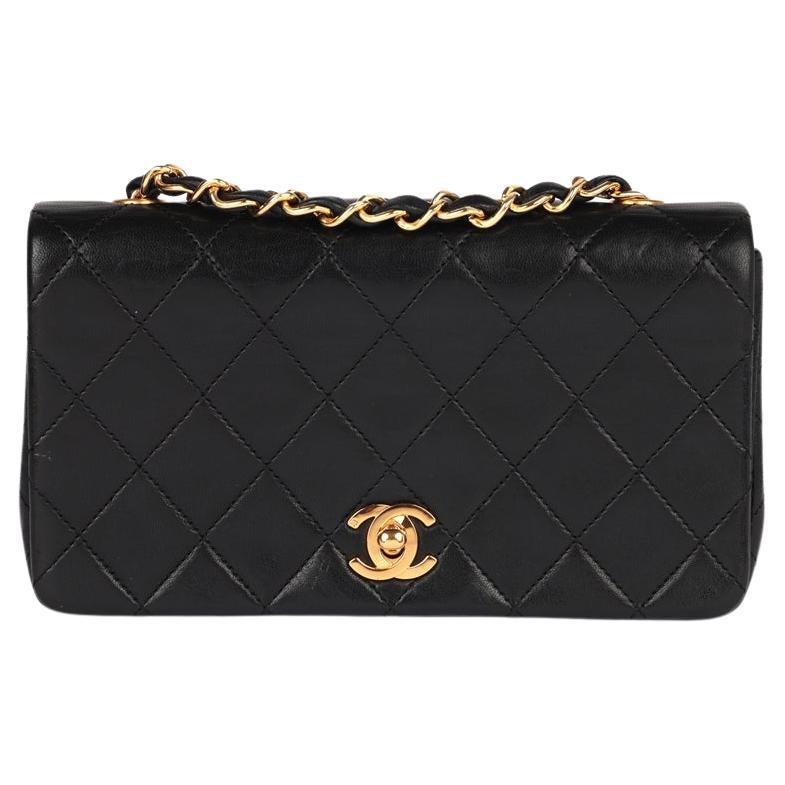 Chanel Black Quilted Lambskin Vintage Rectangular Mini Full Flap Bag