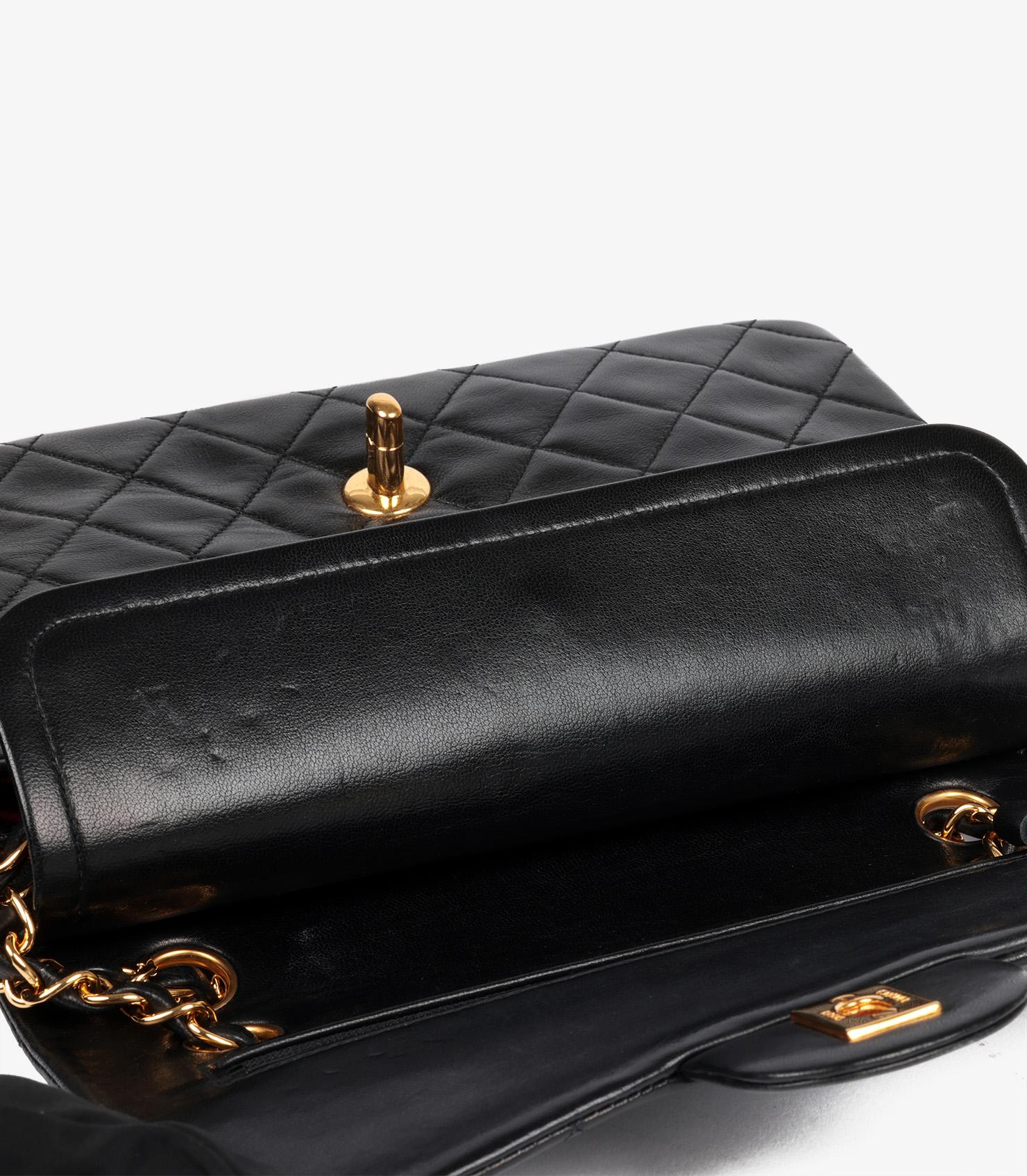 Chanel Black Quilted Lambskin Vintage Small Classic Double Flap Bag For Sale 6