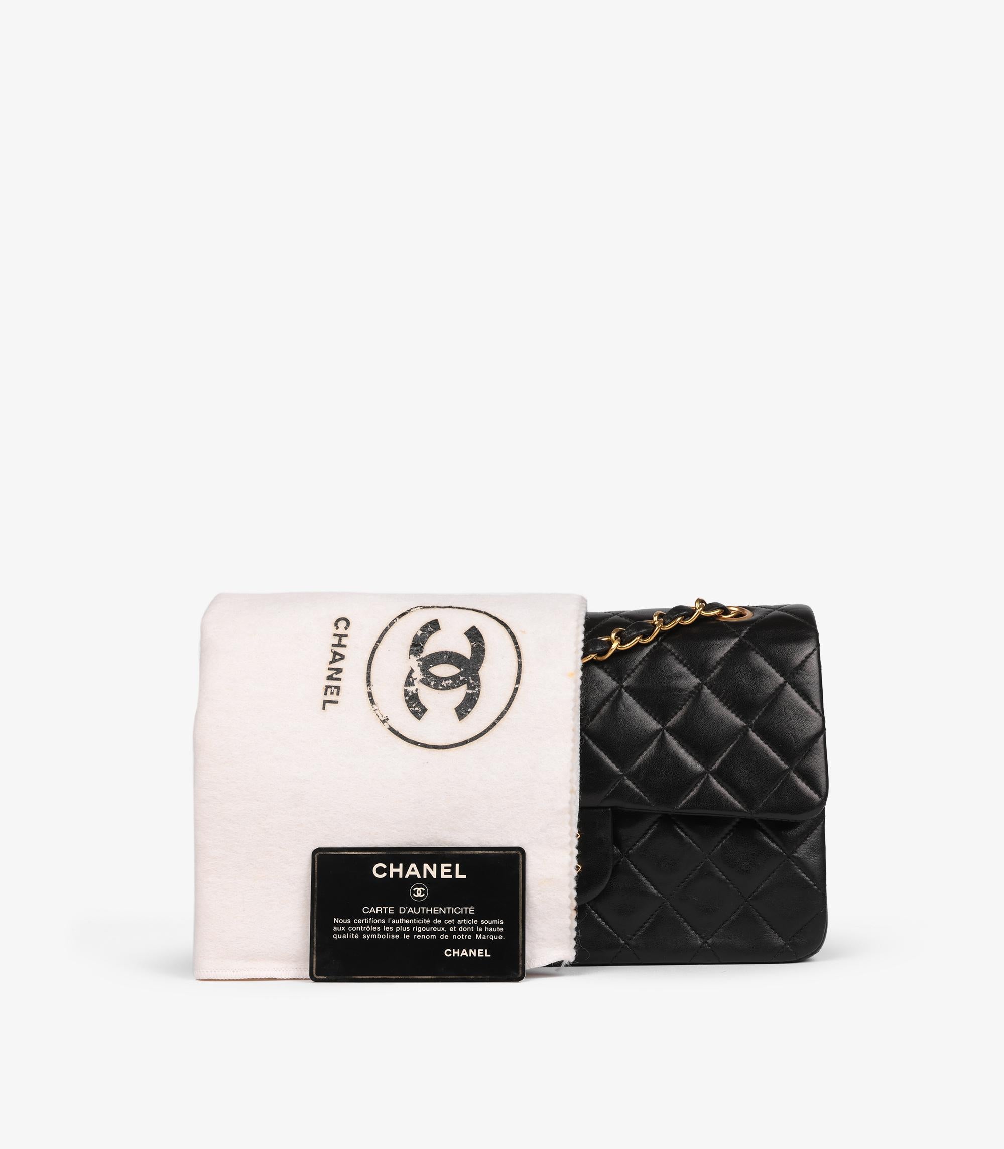 Chanel Black Quilted Lambskin Vintage Small Classic Double Flap Bag For Sale 6