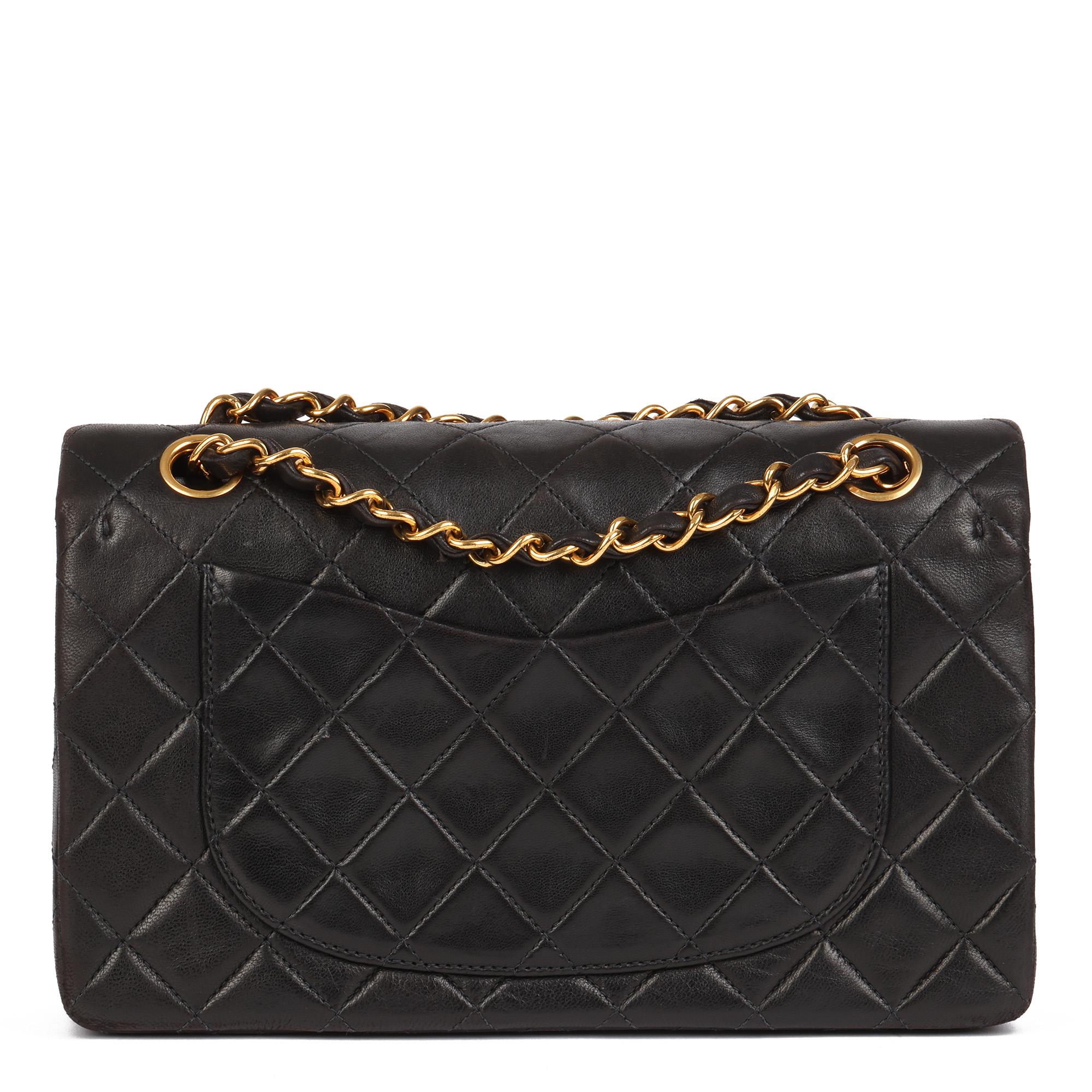 Chanel Black Quilted Lambskin Vintage Small Classic Double Flap Bag  4
