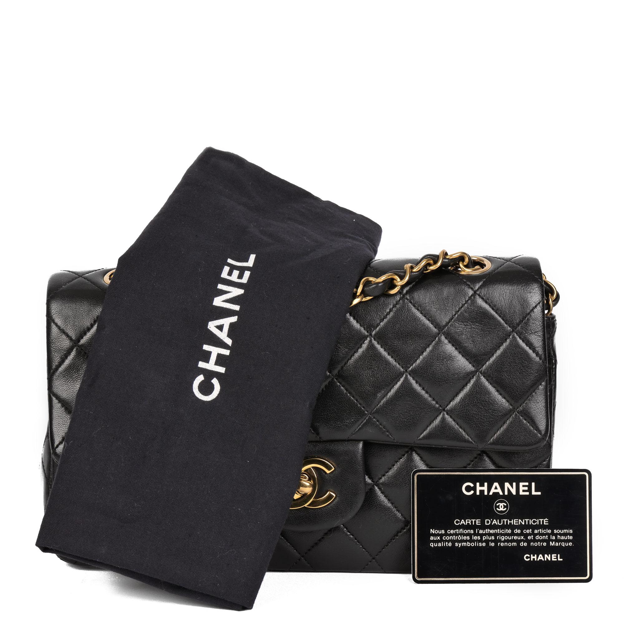 Chanel BLACK QUILTED LAMBSKIN VINTAGE SMALL CLASSIC DOUBLE FLAP BAG 6