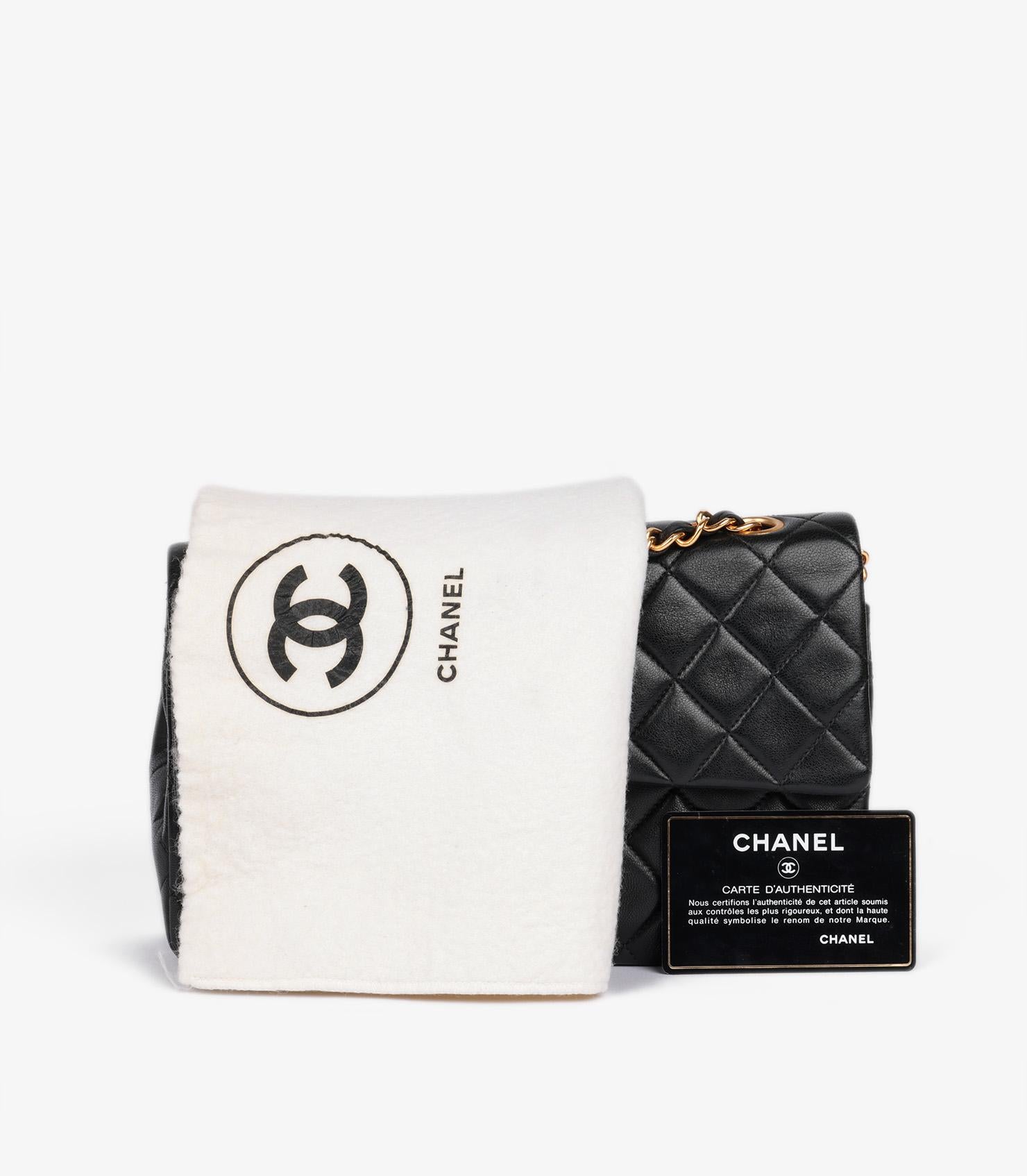 Chanel Black Quilted Lambskin Vintage Small Classic Double Flap Bag For Sale 7