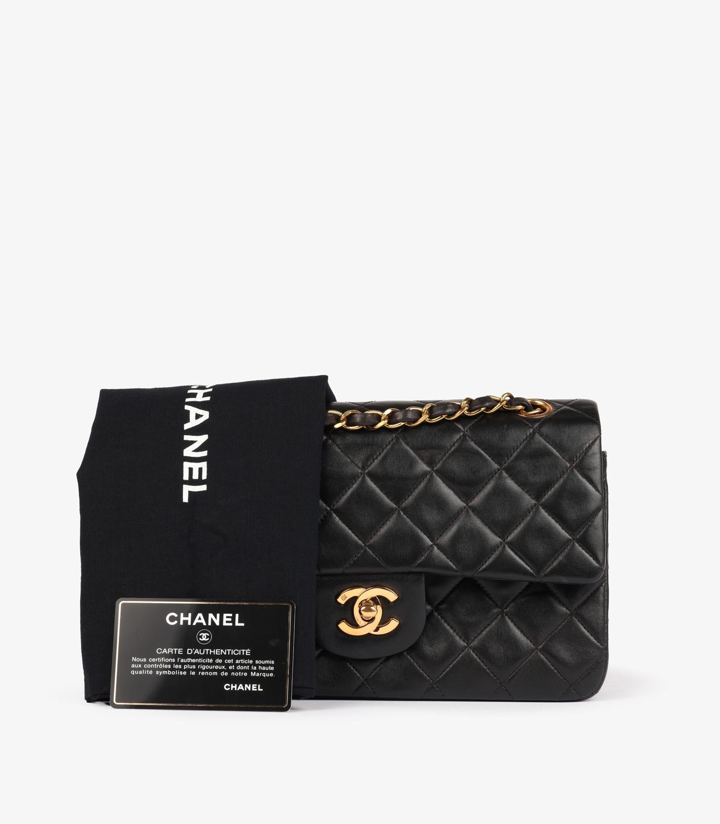 Chanel Black Quilted Lambskin Vintage Small Classic Double Flap Bag en vente 6
