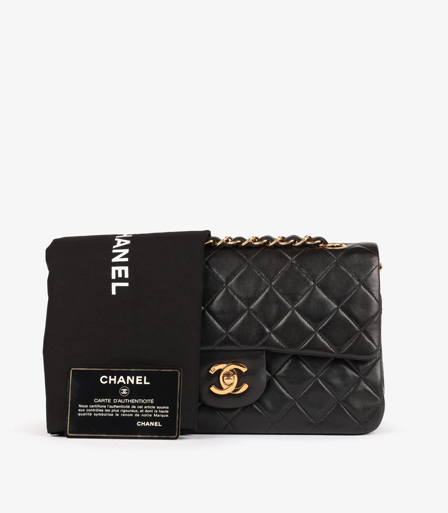 Chanel Black Quilted Lambskin Vintage Small Classic Double Flap Bag 6