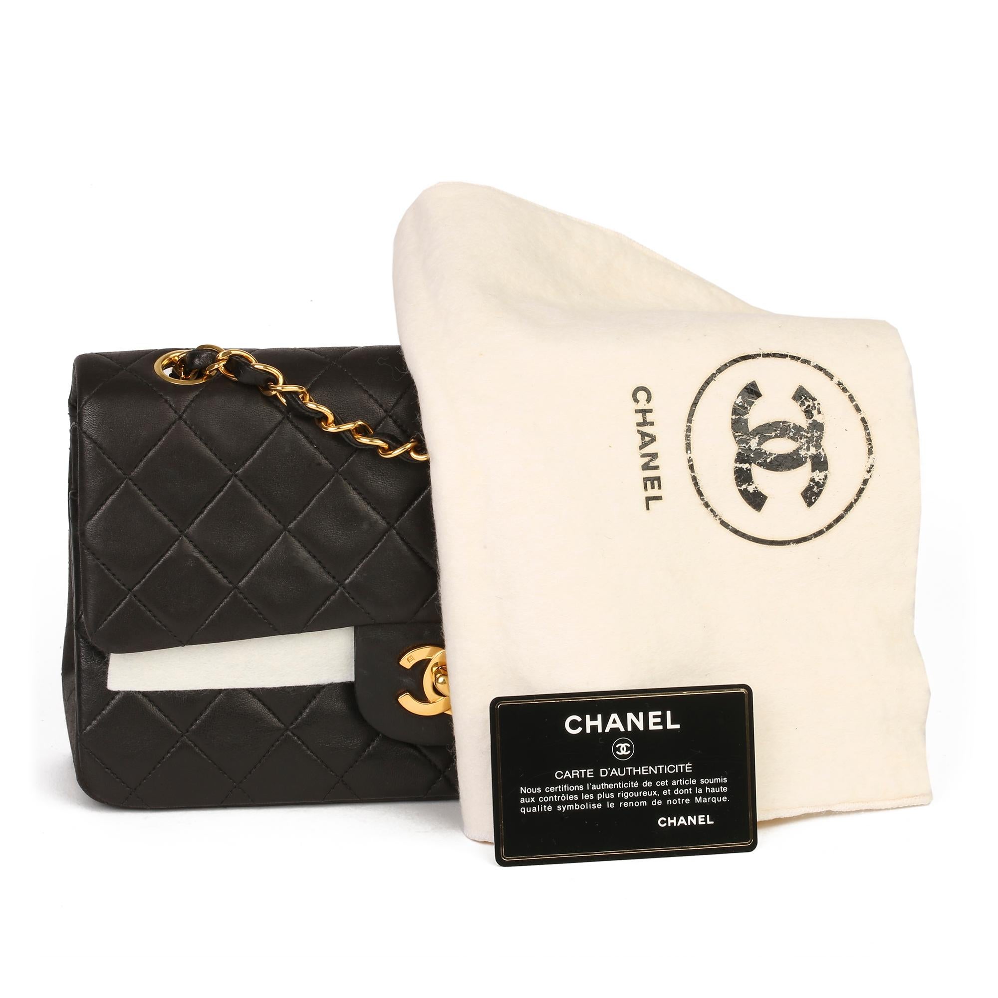 Chanel Black Quilted Lambskin Vintage Small Classic Double Flap Bag 7