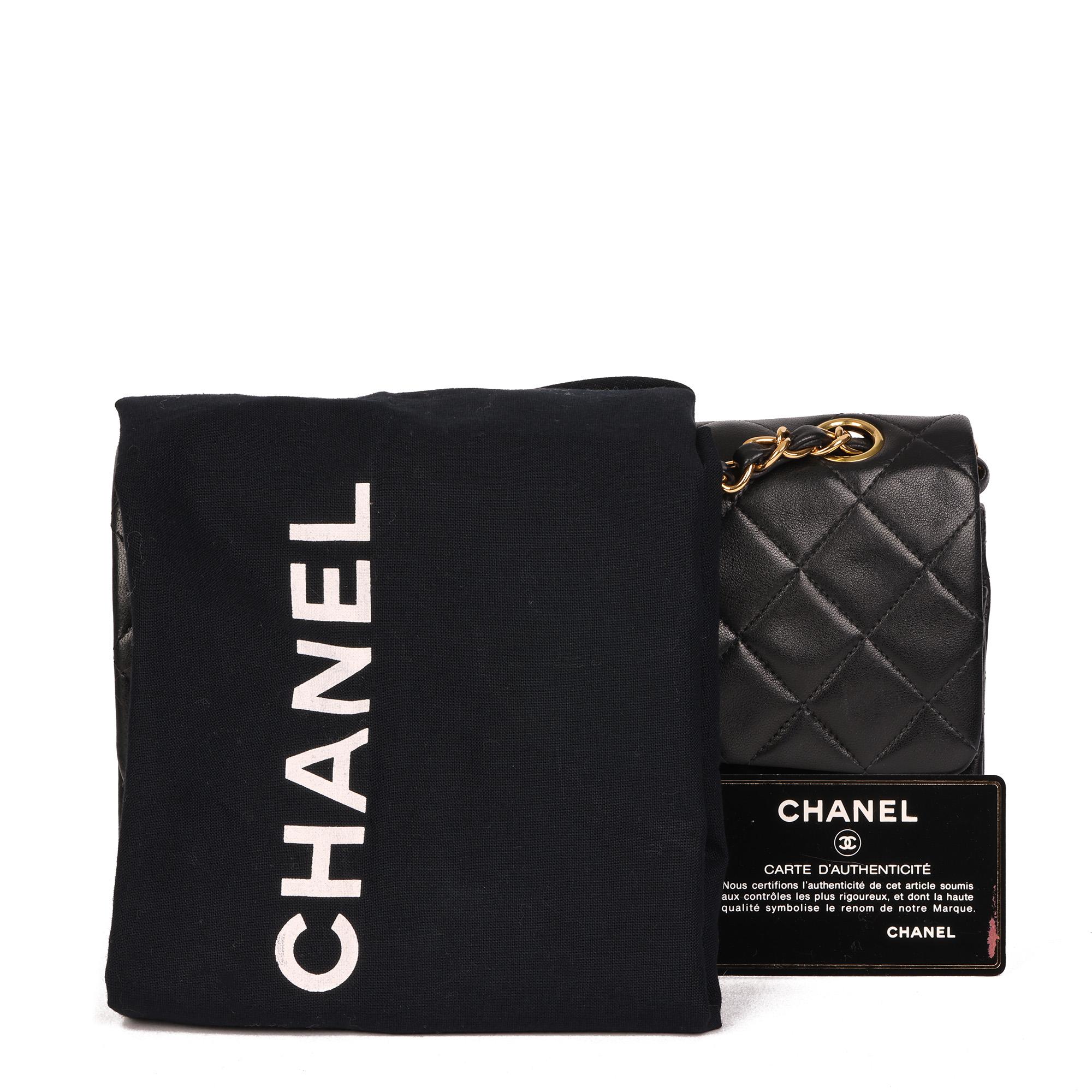 Chanel BLACK QUILTED LAMBSKIN VINTAGE SMALL CLASSIC DOUBLE FLAP BAG 7