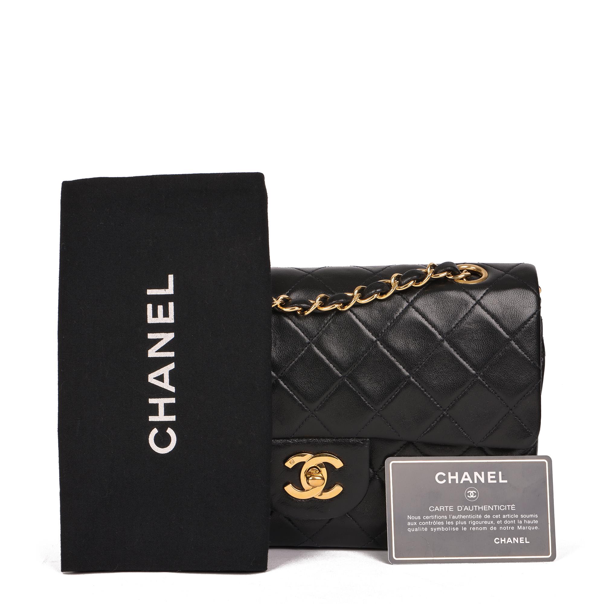CHANEL Black Quilted Lambskin Vintage Small Classic Double Flap Bag 8