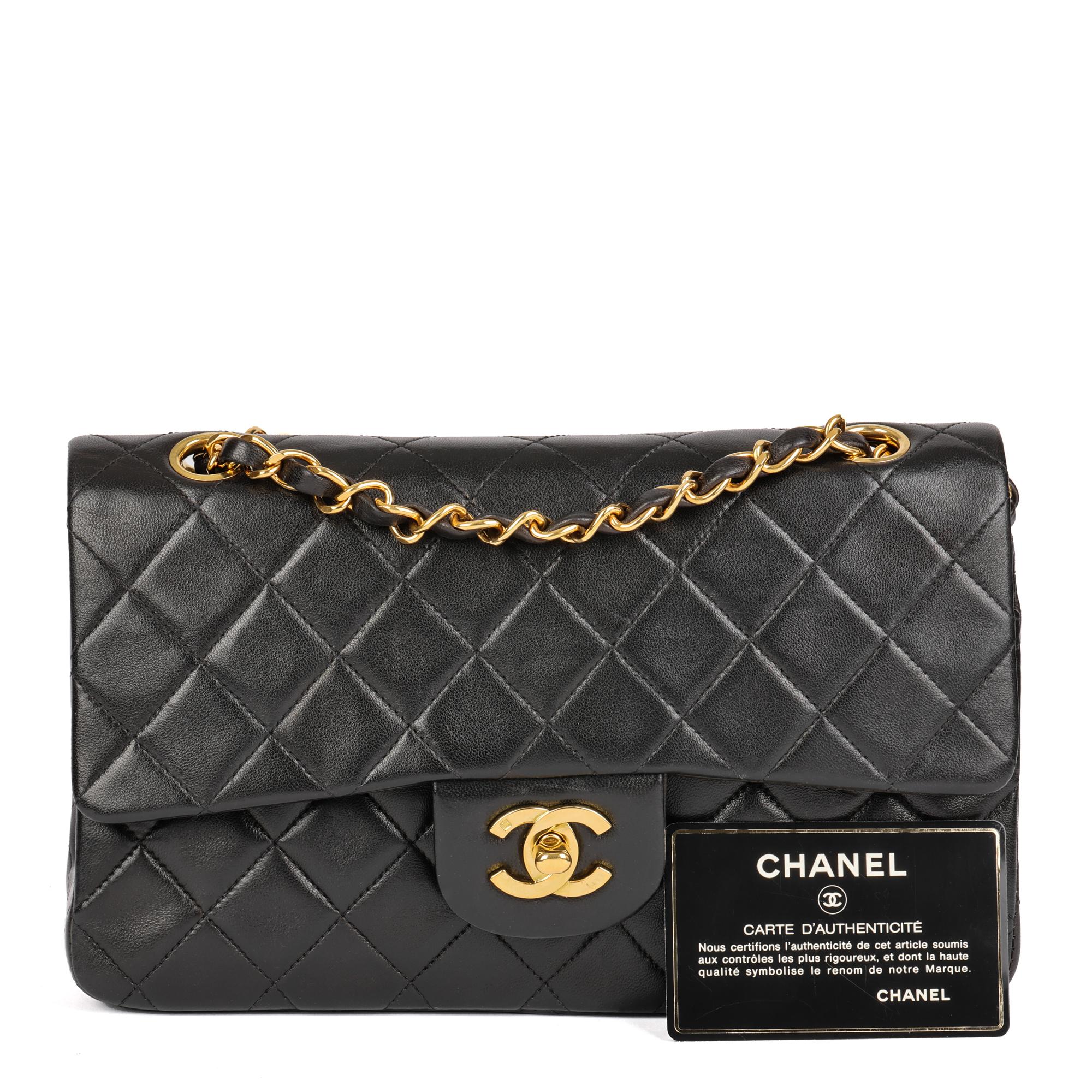 CHANEL Black Quilted Lambskin Vintage Small Classic Double Flap Bag 6