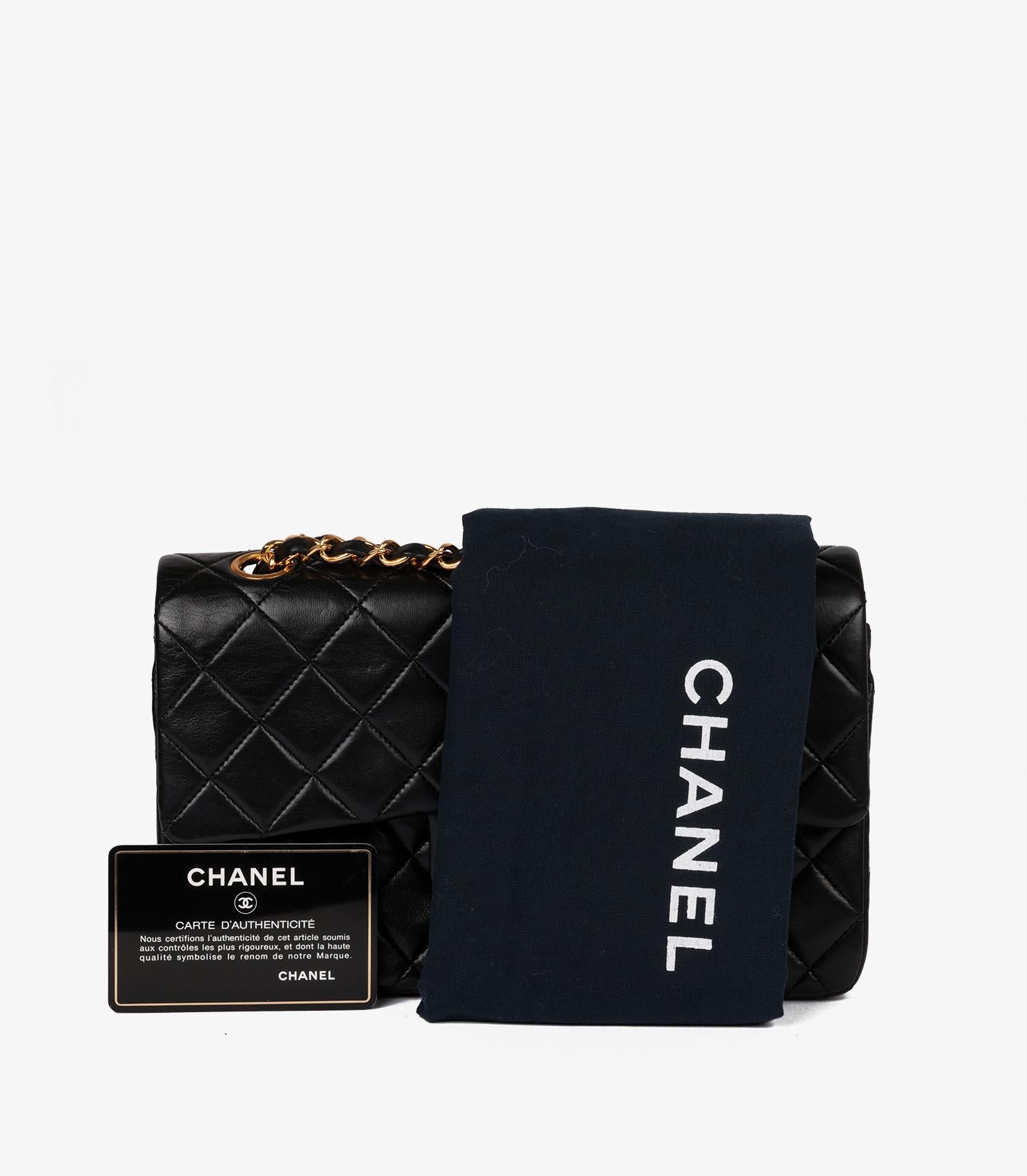 Chanel Negro Piel de Cordero Acolchada Vintage Pequeño Bolso Clásico Doble Solapa 8