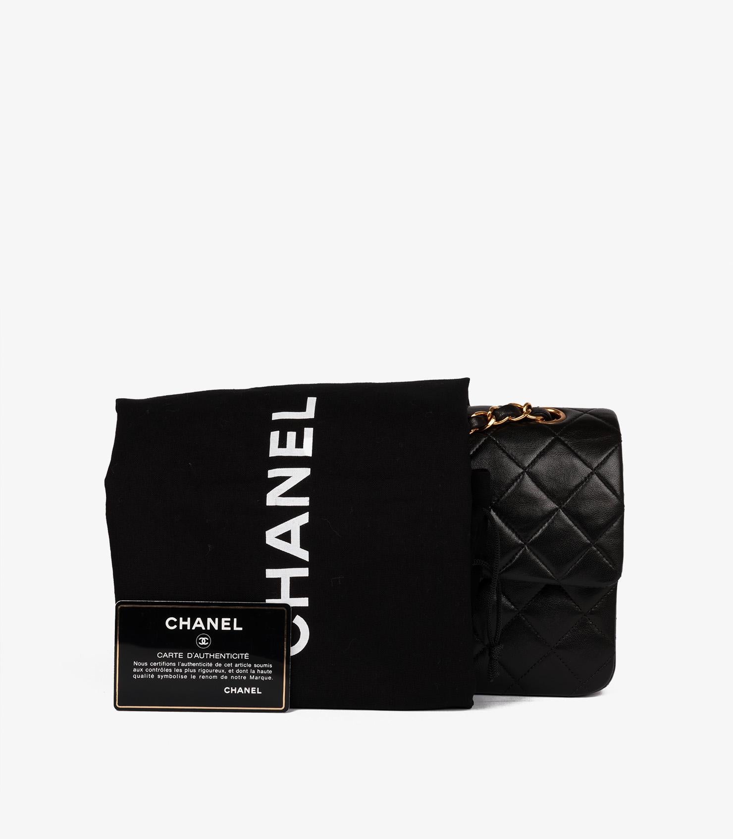 Chanel Negro Piel de Cordero Acolchada Vintage Pequeño Bolso Clásico Doble Solapa 8