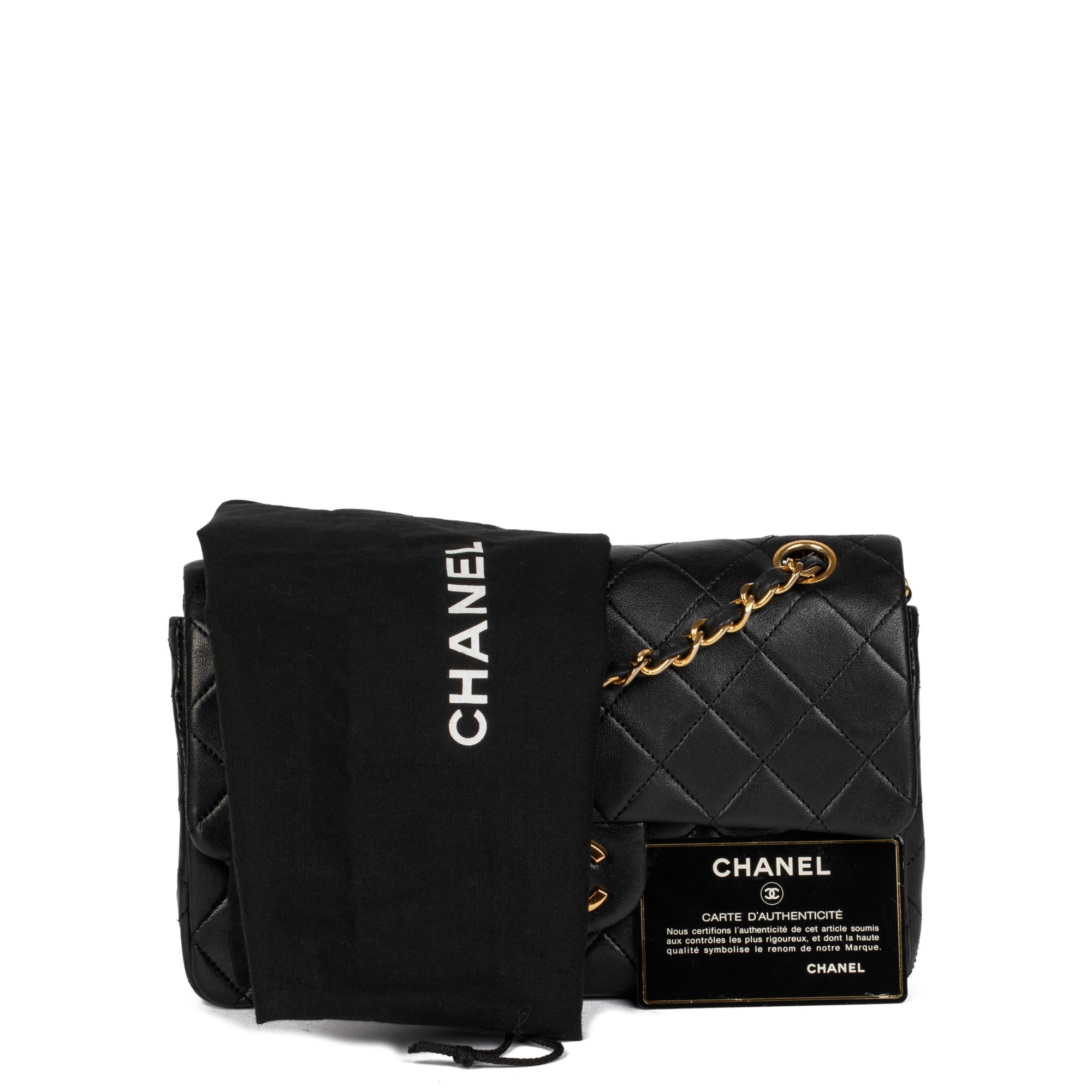 CHANEL Black Quilted Lambskin Vintage Small Classic Double Flap Bag 8