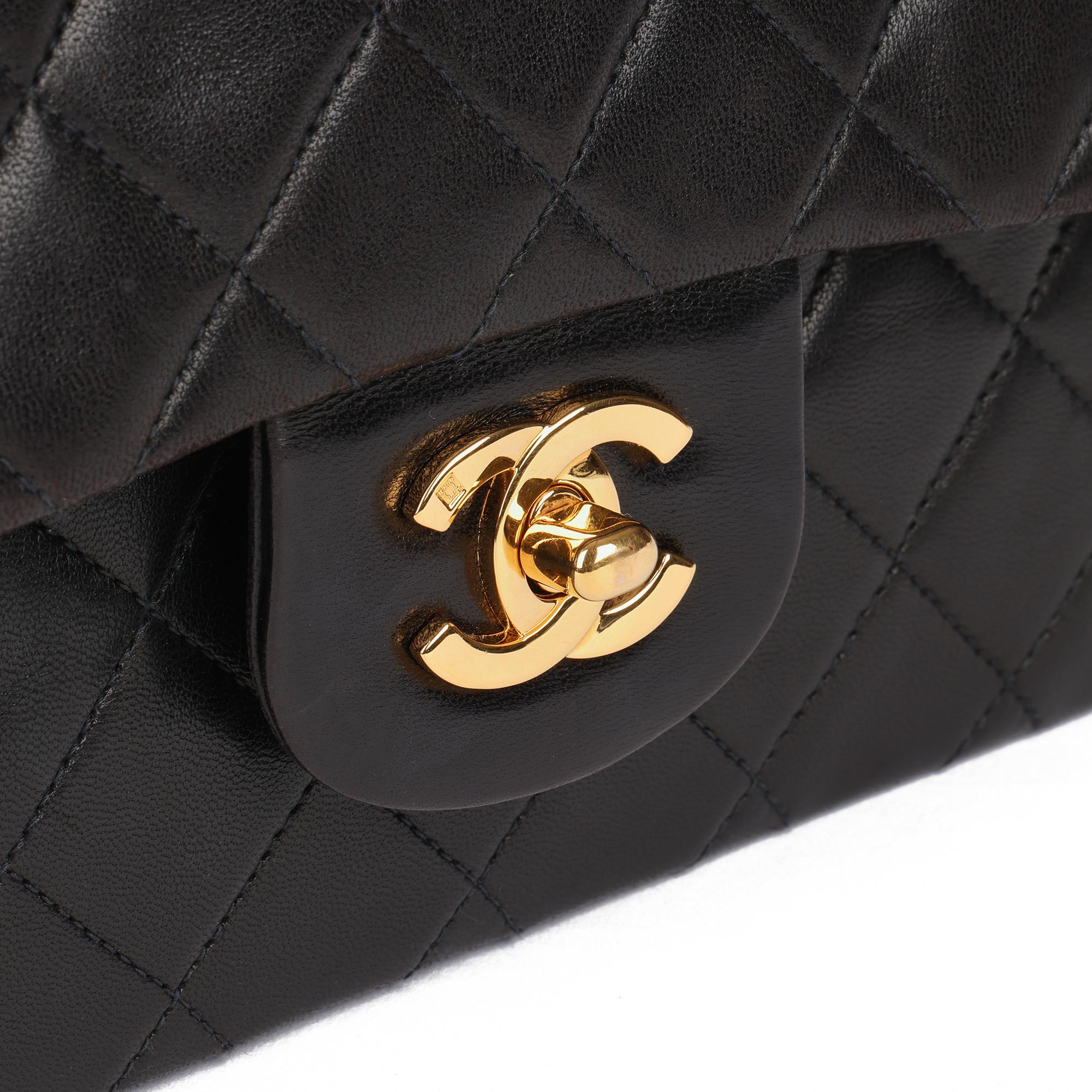 Chanel Black Quilted Lambskin Vintage Small Classic Double Flap Bag  6