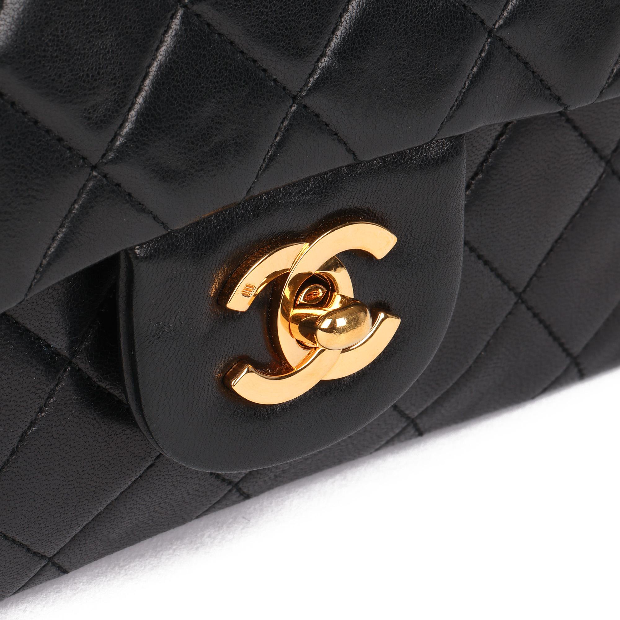 Chanel Black Quilted Lambskin Vintage Small Classic Double Flap Bag  9