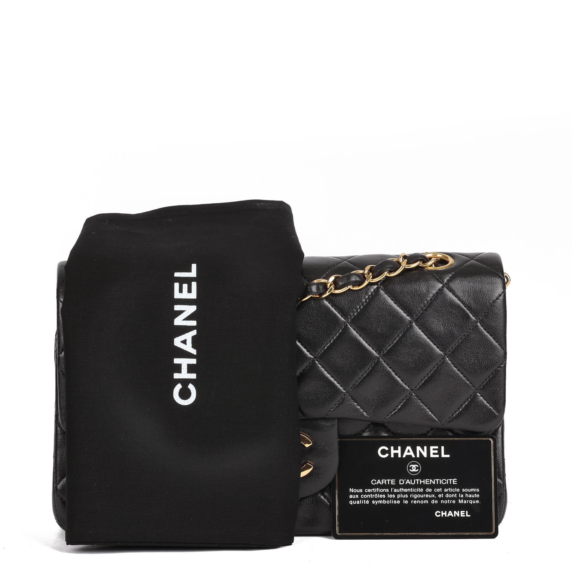 Chanel Black Quilted Lambskin Vintage Small Classic Double Flap Bag 9