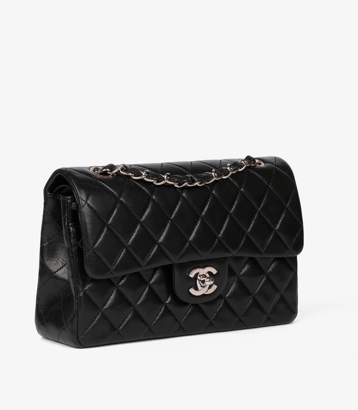 Chanel Black Quilted Lambskin Vintage Small Classic Double Flap Bag For Sale 10