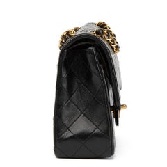 1986 Chanel Black Quilted Lambskin Vintage Small Classic Double Flap Bag