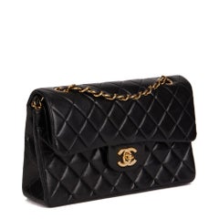 CHANEL Black Quilted Lambskin Vintage Small Classic Double Flap Bag