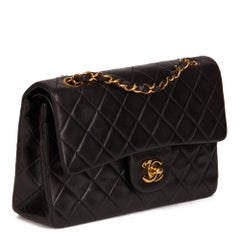 CHANEL Black Quilted Lambskin Vintage Small Classic Double Flap Bag
