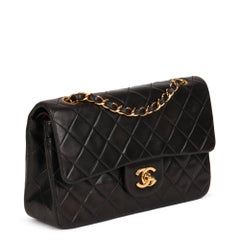 CHANEL Black Quilted Lambskin Vintage Small Classic Double Flap Bag