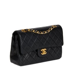 CHANEL Black Quilted Lambskin Vintage Small Classic Double Flap Bag
