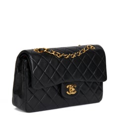 CHANEL Black Quilted Lambskin Vintage Small Classic Double Flap Bag