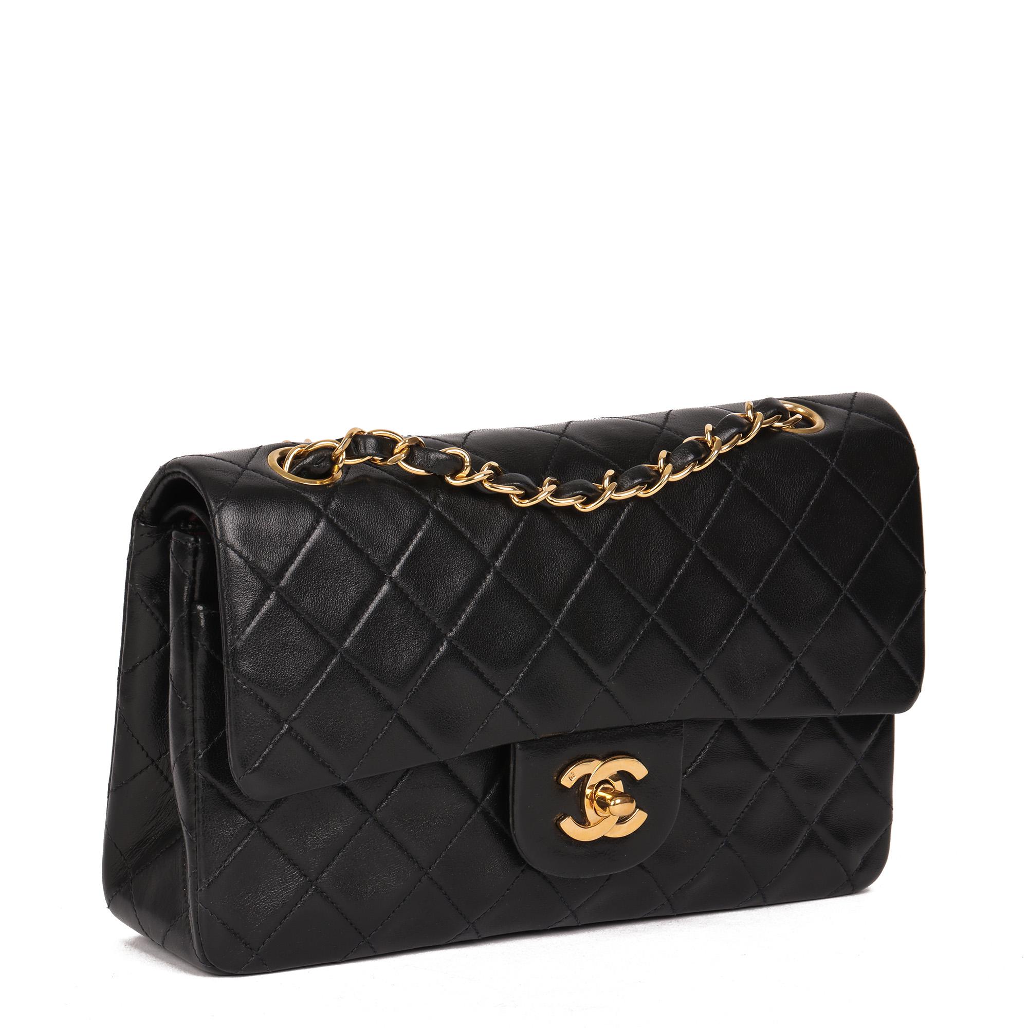 CHANEL
Black Quilted Lambskin Vintage Small Classic Double Flap Bag

Xupes Reference: HB4403
Serial Number: 2375939
Age (Circa): 1992
Accompanied By: Chanel Dust Bag, Authenticity Card
Authenticity Details: Authenticity Card, Serial Sticker (Made in