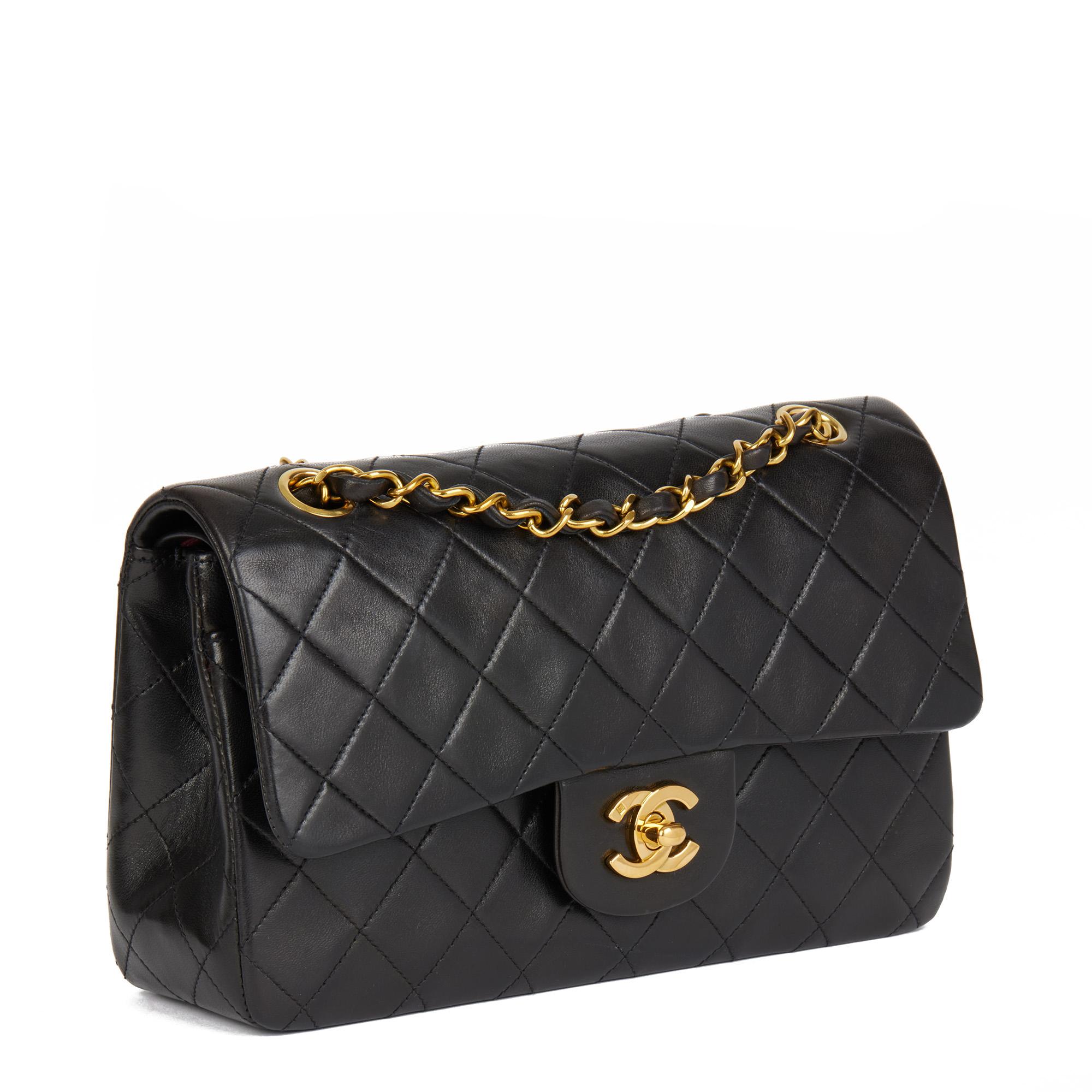 CHANEL
Black Quilted Lambskin Vintage Small Classic Double Flap Bag

Serial Number: 3058347
Age (Circa): 1994
Accompanied By: Chanel Dust Bag
Authenticity Details: Serial Sticker (Made In France)
Gender: Ladies
Type: Shoulder

Colour: