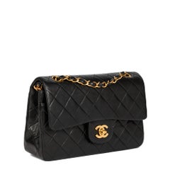 CHANEL Black Quilted Lambskin Vintage Small Classic Double Flap Bag