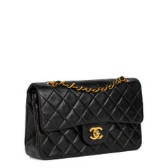 CHANEL Black Quilted Lambskin Vintage Small Classic Double Flap Bag