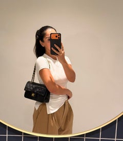Chanel Black Quilted Lambskin Vintage Small Classic Double Flap Bag