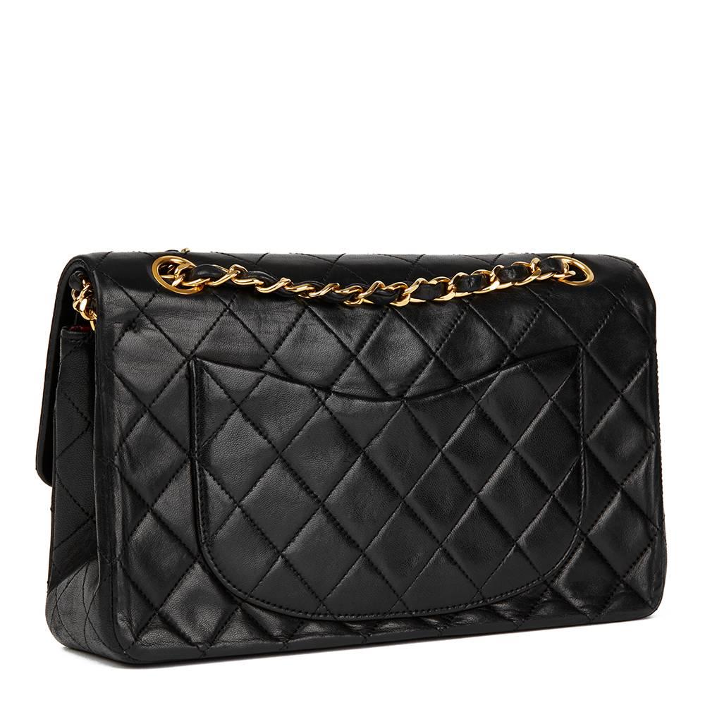 1986 Chanel Black Quilted Lambskin Vintage Small Classic Double Flap Bag In Good Condition In Bishop's Stortford, Hertfordshire