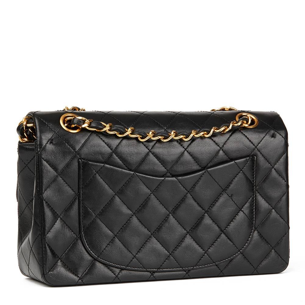1986 Chanel Black Quilted Lambskin Vintage Small Classic Double Flap Bag  In Excellent Condition In Bishop's Stortford, Hertfordshire
