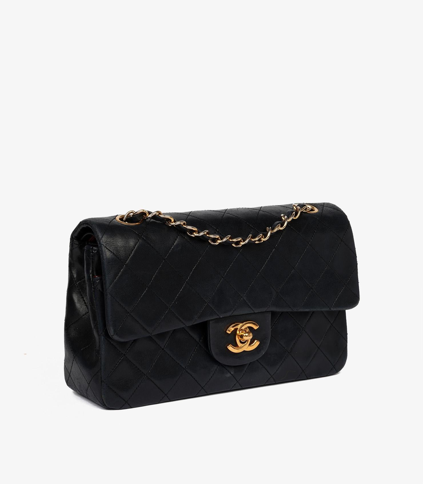 Chanel Black Quilted Lambskin Vintage Small Classic Double Flap Bag In Excellent Condition For Sale In Bishop's Stortford, Hertfordshire
