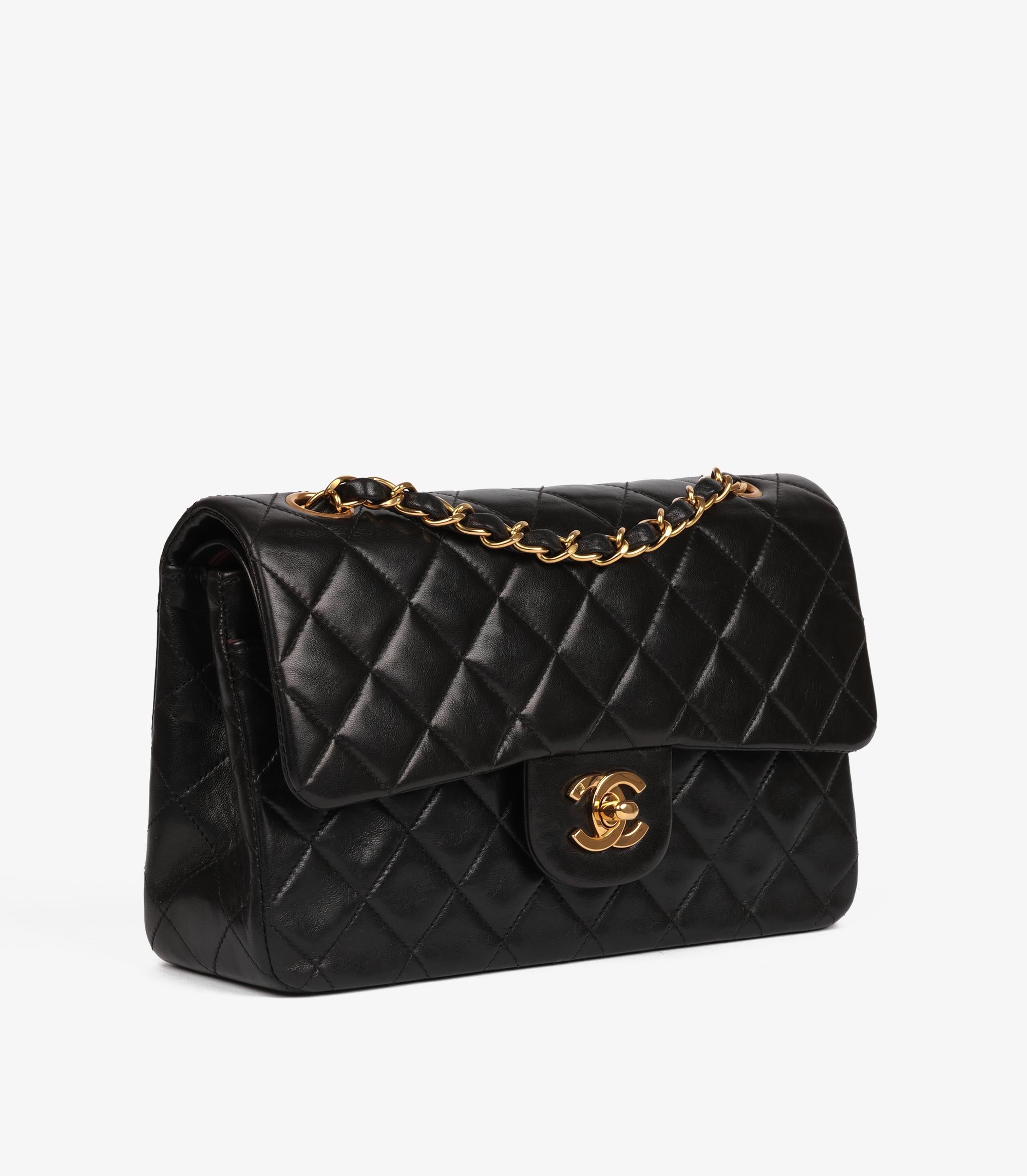 Chanel Black Quilted Lambskin Vintage Small Classic Double Flap Bag In Excellent Condition For Sale In Bishop's Stortford, Hertfordshire