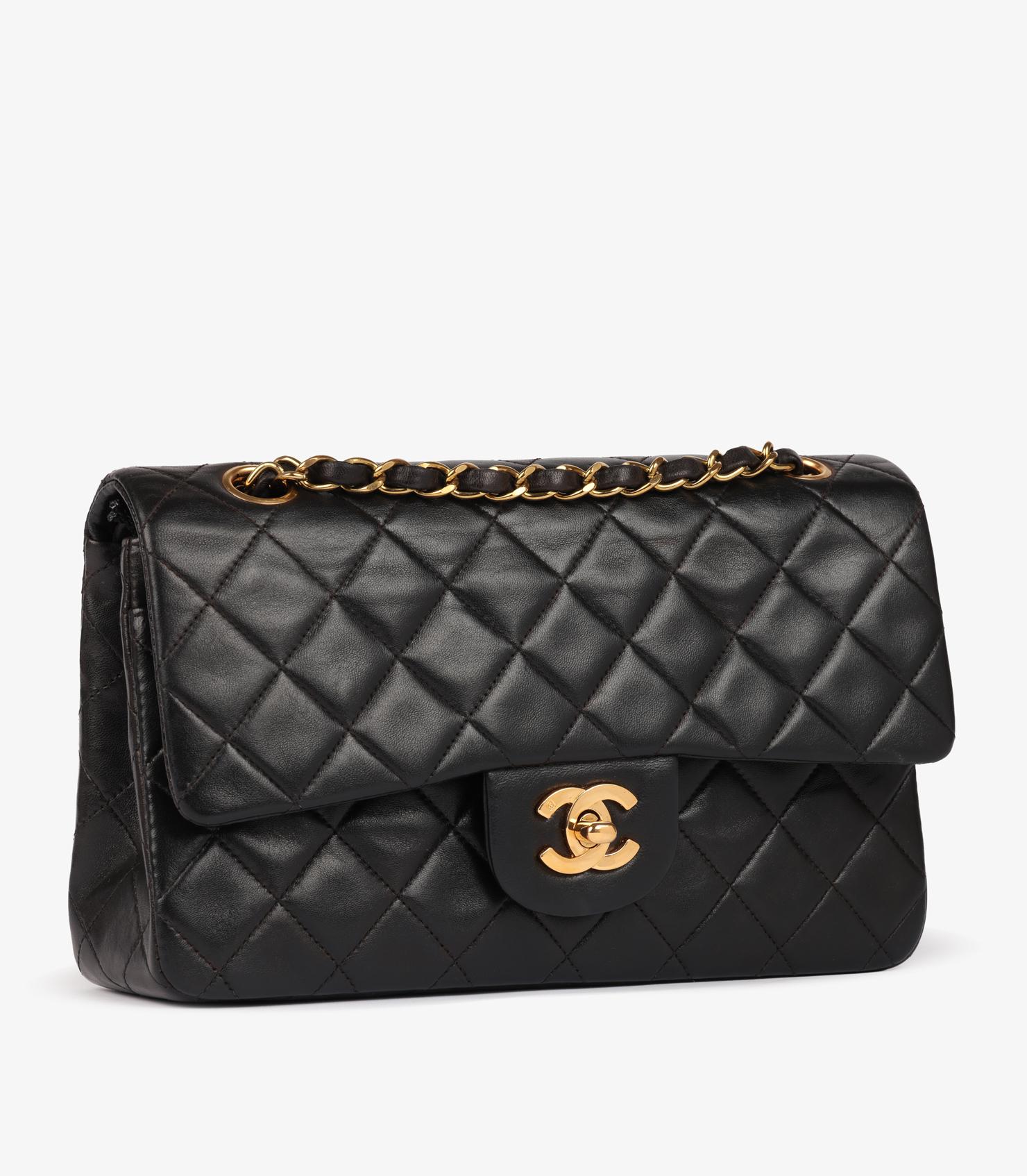 Noir Chanel Black Quilted Lambskin Vintage Small Classic Double Flap Bag en vente