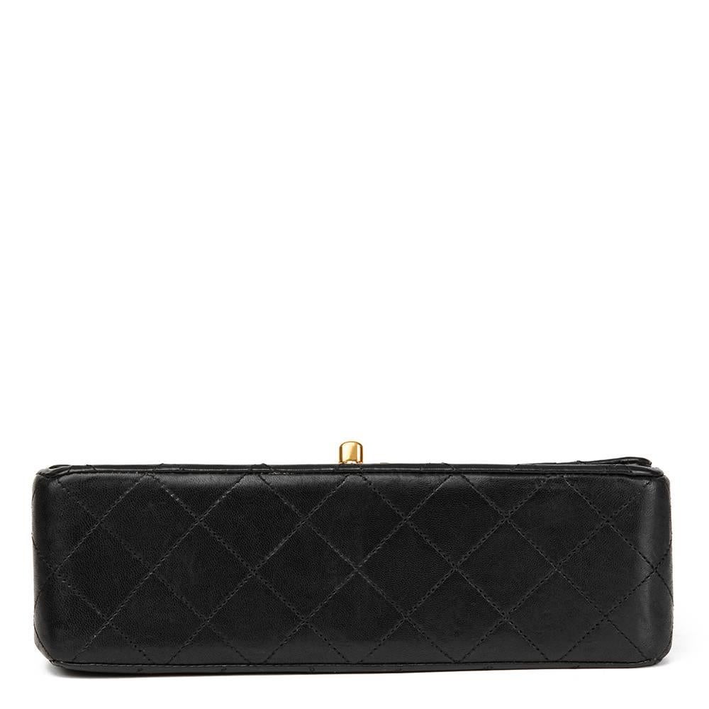 Women's 1986 Chanel Black Quilted Lambskin Vintage Small Classic Double Flap Bag