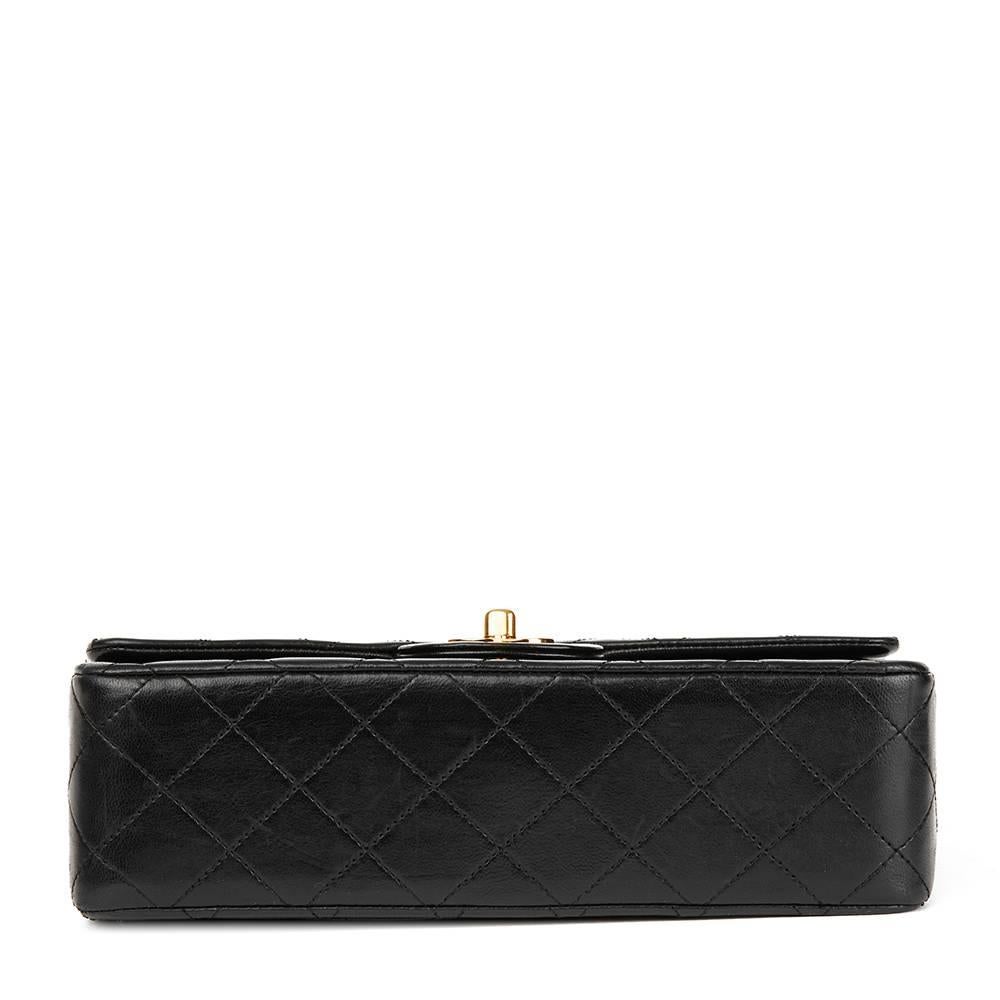 Women's 1986 Chanel Black Quilted Lambskin Vintage Small Classic Double Flap Bag 