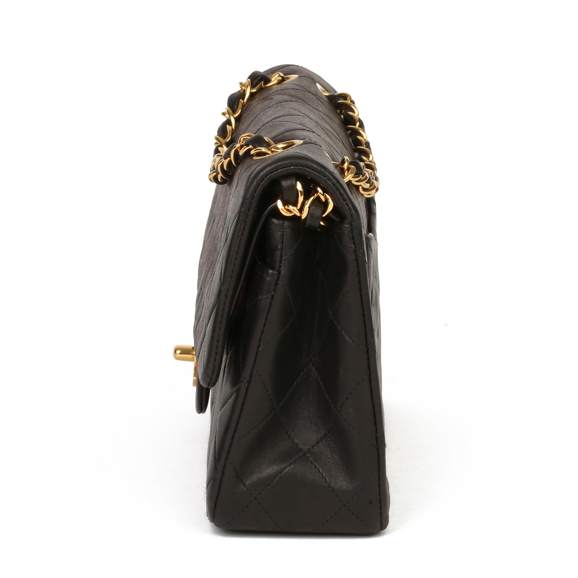 Chanel Black Quilted Lambskin Vintage Small Classic Double Flap Bag In Good Condition In Bishop's Stortford, Hertfordshire
