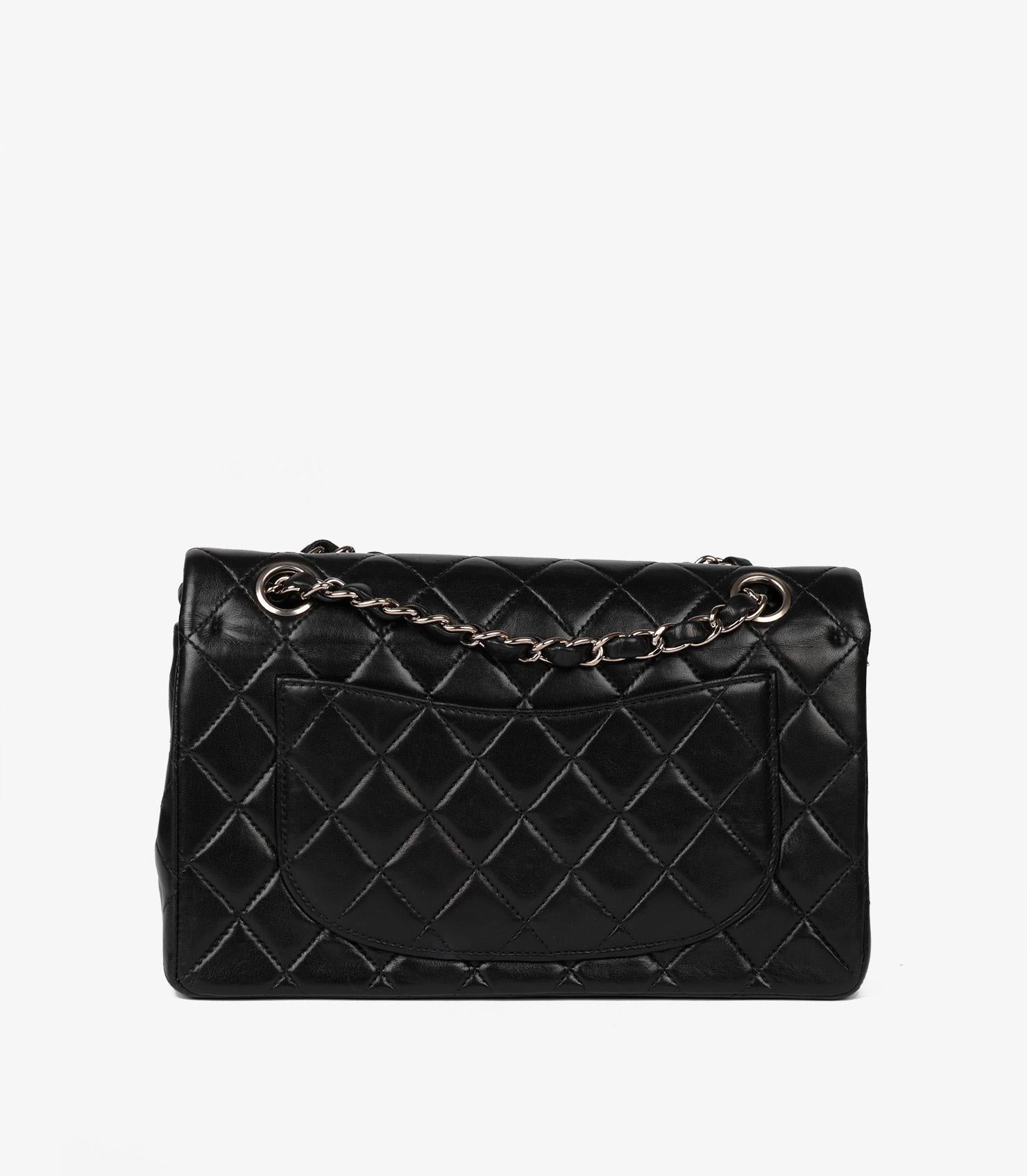 Women's Chanel Black Quilted Lambskin Vintage Small Classic Double Flap Bag For Sale