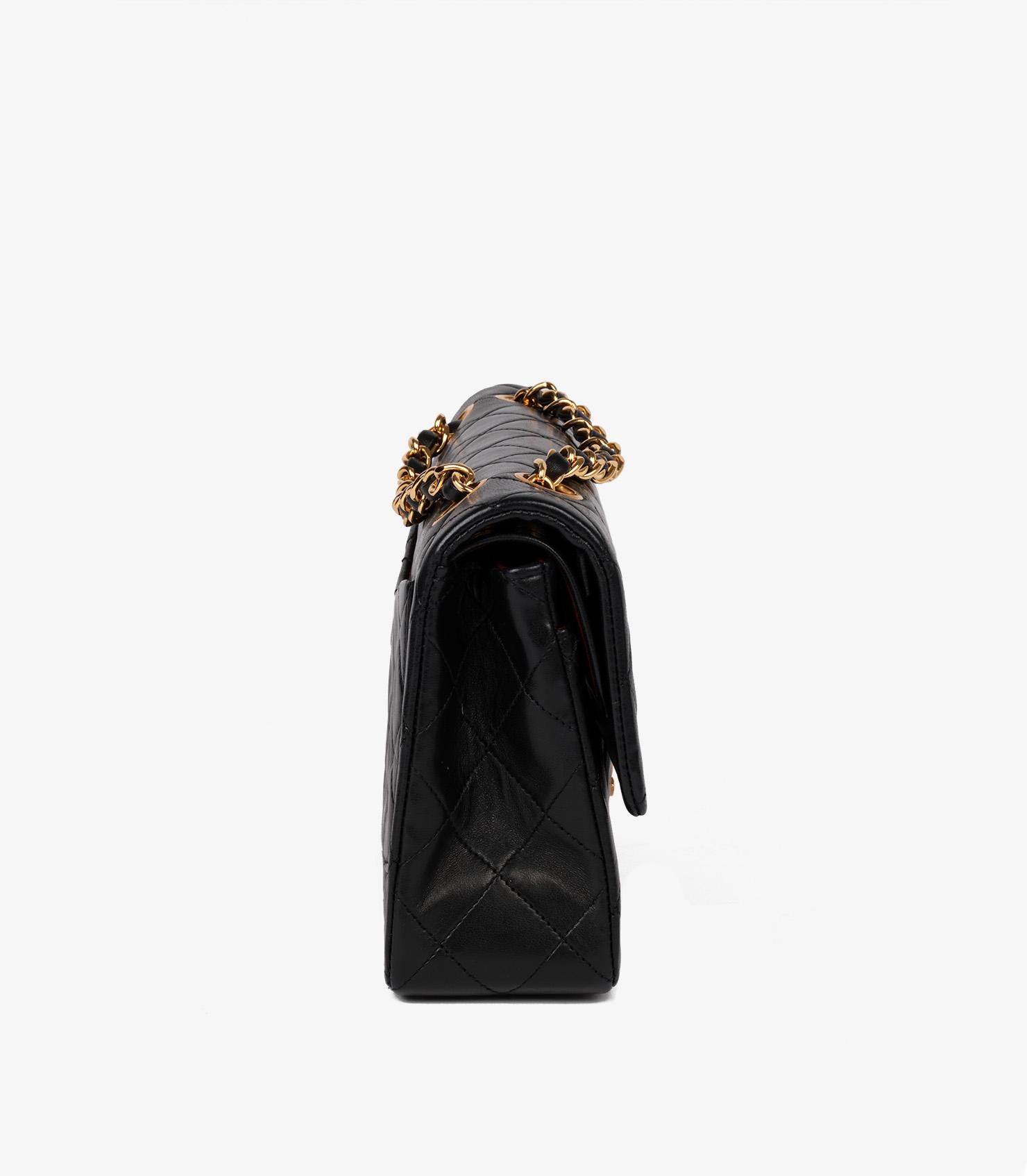 Femenino o masculino Chanel Negro Piel de Cordero Acolchada Vintage Pequeño Bolso Clásico Doble Solapa