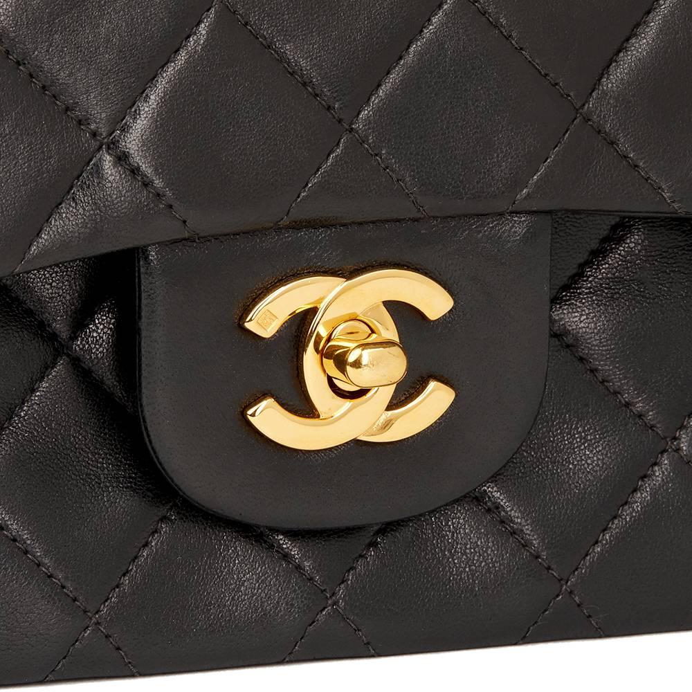 Chanel Black Quilted Lambskin Vintage Small Classic Double Flap Bag 1
